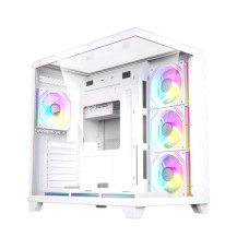 Acegeek Horizon White Type C ATX Case, 7x RGB 120mm Fans, Dual Side Tempered Glass, 3x HDD Slots, Motherboard Supports Upto ATX, GPU Max Upto 410mm, White